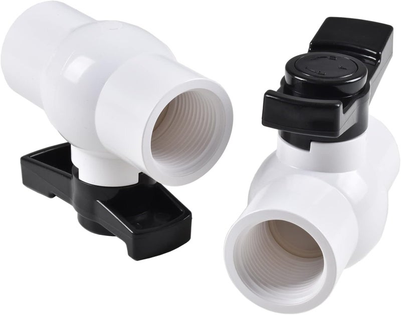 AIPOR 1-1/4" PVC Ball Valve (2-Pack), Shut-Off Ball Valve Threaded (NPT) with Easy to rotate and Excellent Handle, Rated at 150 PSI, (1 1/4 inch NPT) - Image 2